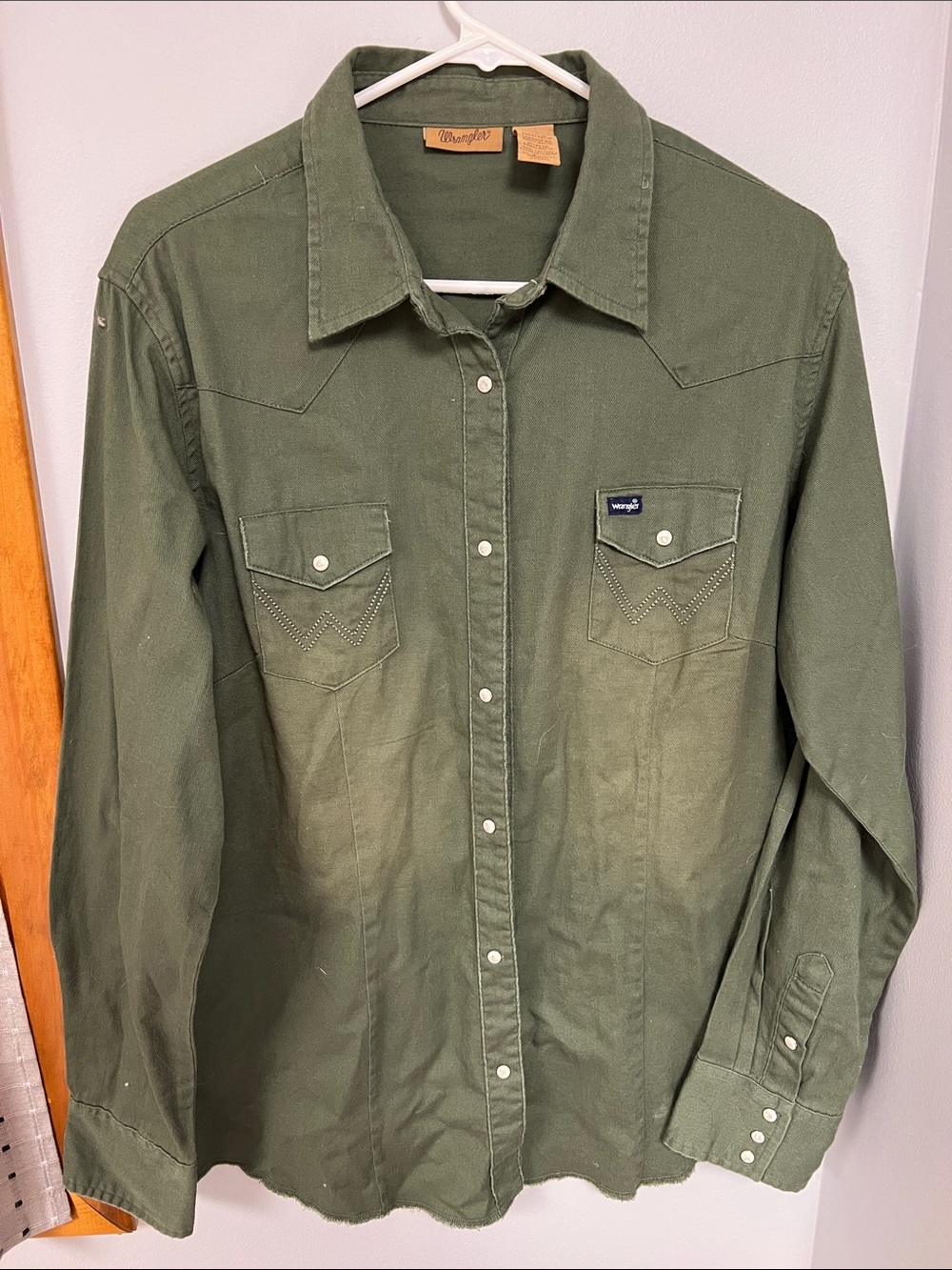 Wrangler Olive Green Men's Western Snap Shirt